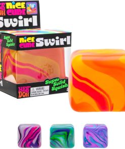 Schylling NeeDoh Nice Cube Swirl - Sensory Toy with a Super Solid Squish - Unique. Swirling Color Blend - Color May Vary (1 Per Pack)